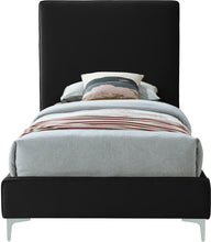 Load image into Gallery viewer, Geri Black Velvet Twin Bed