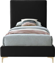Load image into Gallery viewer, Geri Black Velvet Twin Bed