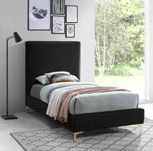 Load image into Gallery viewer, Geri Black Velvet Twin Bed