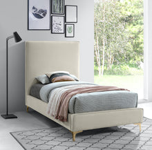 Load image into Gallery viewer, Geri Cream Velvet Twin Bed