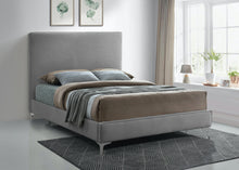 Load image into Gallery viewer, Geri Grey Velvet Queen Bed