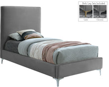 Load image into Gallery viewer, Geri Grey Velvet Twin Bed