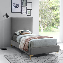 Load image into Gallery viewer, Geri Grey Velvet Twin Bed