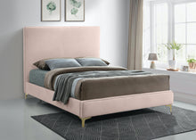 Load image into Gallery viewer, Geri Pink Velvet Queen Bed