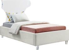 Load image into Gallery viewer, Ghost Cream Velvet Twin Bed