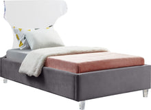 Load image into Gallery viewer, Ghost Grey Velvet Twin Bed