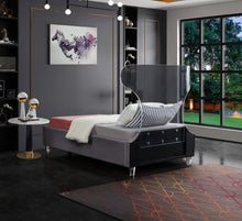 Load image into Gallery viewer, Ghost Grey Velvet Twin Bed