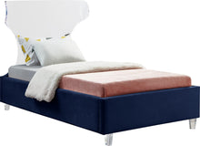 Load image into Gallery viewer, Ghost Navy Velvet Twin Bed