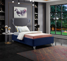 Load image into Gallery viewer, Ghost Navy Velvet Twin Bed