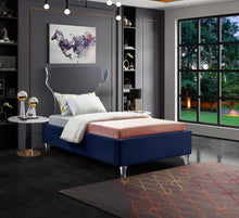 Load image into Gallery viewer, Ghost Navy Velvet Twin Bed