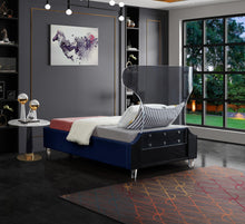 Load image into Gallery viewer, Ghost Navy Velvet Twin Bed