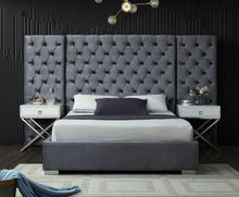 Load image into Gallery viewer, Grande Grey Velvet Queen Bed (3 Boxes)