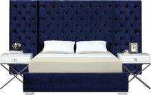 Load image into Gallery viewer, Grande Navy Velvet Queen Bed (3 Boxes)