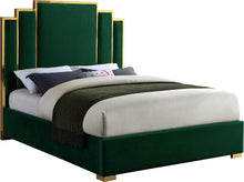 Load image into Gallery viewer, Hugo Green Velvet Queen Bed