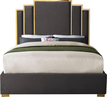 Load image into Gallery viewer, Hugo Grey Velvet King Bed