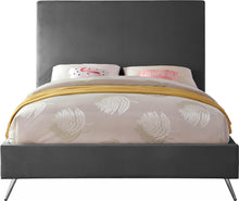Load image into Gallery viewer, Jasmine Grey Velvet Queen Bed