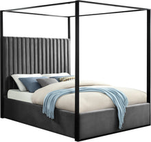 Load image into Gallery viewer, Jax Grey Velvet Queen Bed