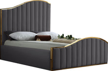 Load image into Gallery viewer, Jolie Grey Velvet Queen Bed (3 Boxes)