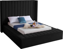 Load image into Gallery viewer, Kiki Black Velvet Queen Bed (3 Boxes)