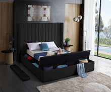 Load image into Gallery viewer, Kiki Black Velvet King Bed (3 Boxes)