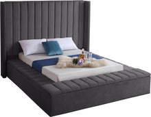 Load image into Gallery viewer, Kiki Grey Velvet King Bed (3 Boxes)