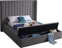 Load image into Gallery viewer, Kiki Grey Velvet Queen Bed (3 Boxes)