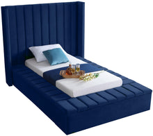 Load image into Gallery viewer, Kiki Navy Velvet Twin Bed (3 Boxes)
