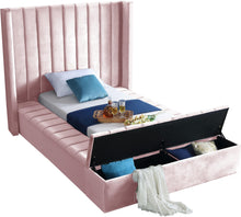 Load image into Gallery viewer, Kiki Pink Velvet Twin Bed (3 Boxes)