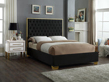 Load image into Gallery viewer, Lana Black Velvet Queen Bed