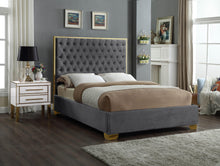 Load image into Gallery viewer, Lana Grey Velvet Full Bed