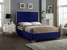 Load image into Gallery viewer, Lana Navy Velvet King Bed