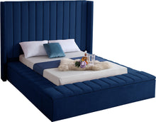 Load image into Gallery viewer, Kiki Navy Velvet King Bed (3 Boxes)