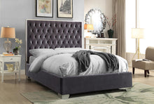 Load image into Gallery viewer, Lexi Grey Velvet Queen Bed