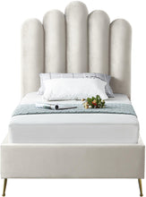Load image into Gallery viewer, Lily Cream Velvet Twin Bed