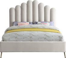 Load image into Gallery viewer, Lily Cream Velvet Queen Bed