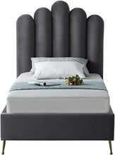 Load image into Gallery viewer, Lily Grey Velvet Twin Bed