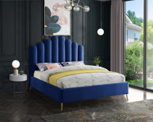 Load image into Gallery viewer, Lily Navy Velvet Full Bed