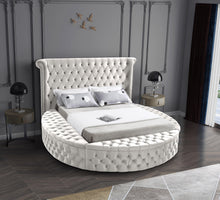 Load image into Gallery viewer, Luxus Cream Velvet Queen Bed (3 Boxes)