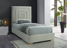 Load image into Gallery viewer, Nora Cream Velvet Twin Bed