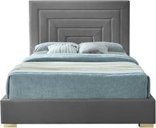Load image into Gallery viewer, Nora Grey Velvet Queen Bed