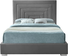 Load image into Gallery viewer, Nora Grey Velvet Queen Bed