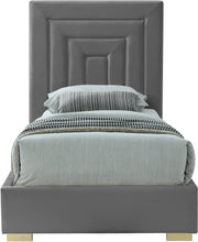 Load image into Gallery viewer, Nora Grey Velvet Twin Bed