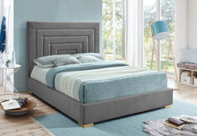 Load image into Gallery viewer, Nora Grey Velvet Queen Bed