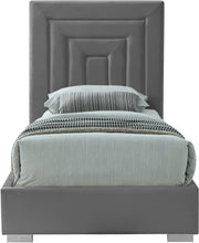 Load image into Gallery viewer, Nora Grey Velvet Twin Bed