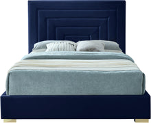 Load image into Gallery viewer, Nora Navy Velvet Queen Bed