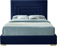 Load image into Gallery viewer, Nora Navy Velvet King Bed