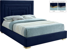 Load image into Gallery viewer, Nora Navy Velvet Full Bed