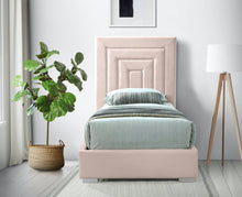 Load image into Gallery viewer, Nora Pink Velvet Twin Bed