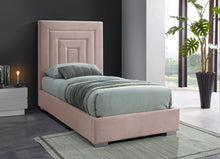Load image into Gallery viewer, Nora Pink Velvet Twin Bed