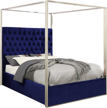 Load image into Gallery viewer, Porter Navy Velvet Queen Bed